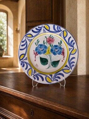 Vintage Himark Italy Hand Painted 12.5" Floral Serving Platter